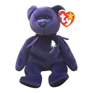 TY Beanie Baby Princess Diana Purple Bear 1997 Retired Vintage